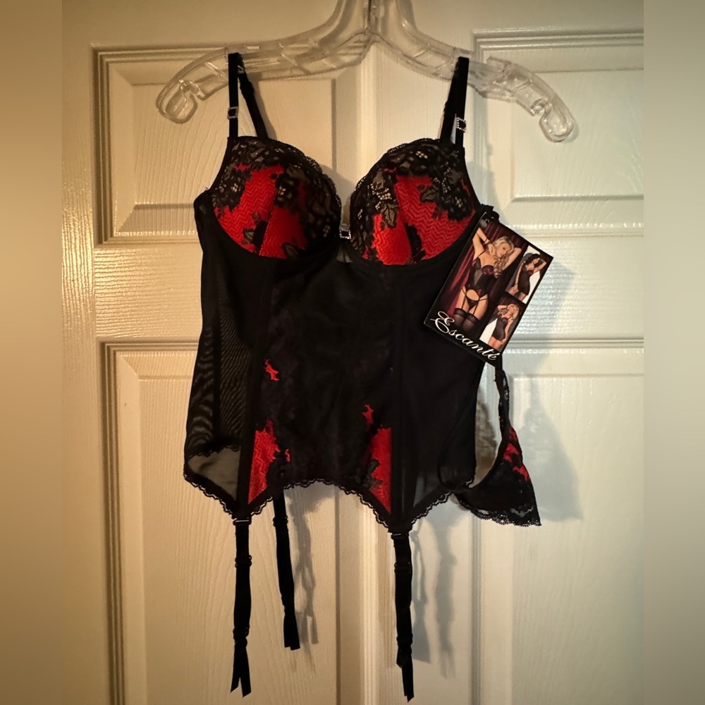 Bustier Set with Thigh-High Nylons and Thong - Secret Desire by Escalante